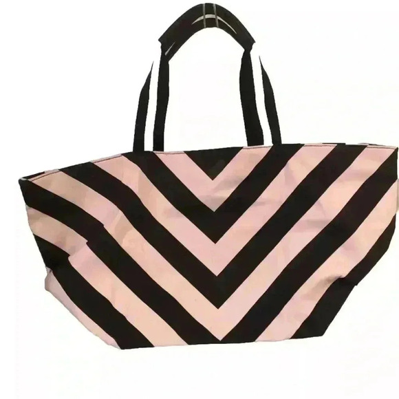 Victorias Secret Love Pink and Black short handle Tote Bag NWOT - Picture 1 of 4
